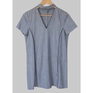 Zara Basic Collection Short Sleeve  Choker Dress Womens Medium Gray Pockets